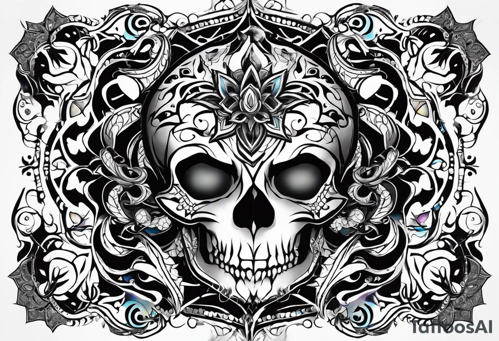 kali ma, alien goddess, valkrye, aries, cosmic pirate, divine feminine, zenza resonance, pachamama, lotus azul, blank panther, eagle, skull, 5D, nueva gaya, dna 12, left side chest tatoo tattoo idea