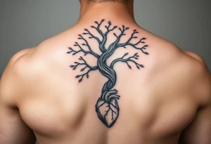 Thick DNA TREE trunk with roots for family tree
Add anatomical heart in bottom tattoo idea