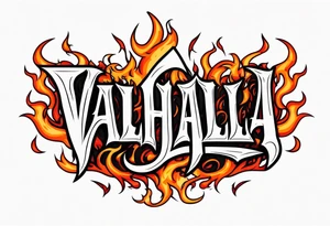 Valhalla on fire flames tattoo idea