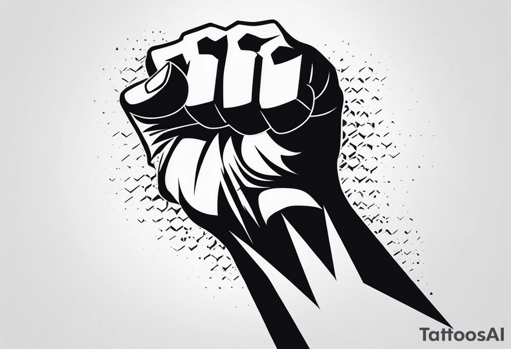 A clenched fist on the back using negative space techniques tattoo idea A clenched fist on the back using negative space techniques tattoo idea