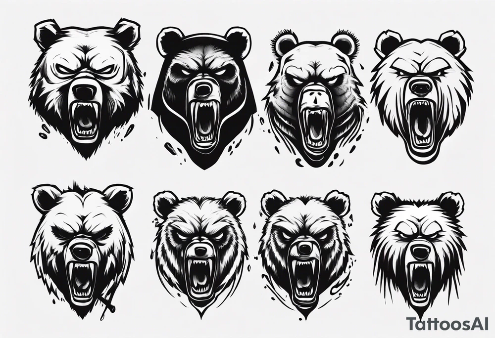 Angry bear coming up behind a city tattoo idea