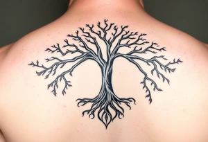 yggadrisl tree of life with circle. Jai , Phoebe, Imogen, Matilda in the circle tattoo idea