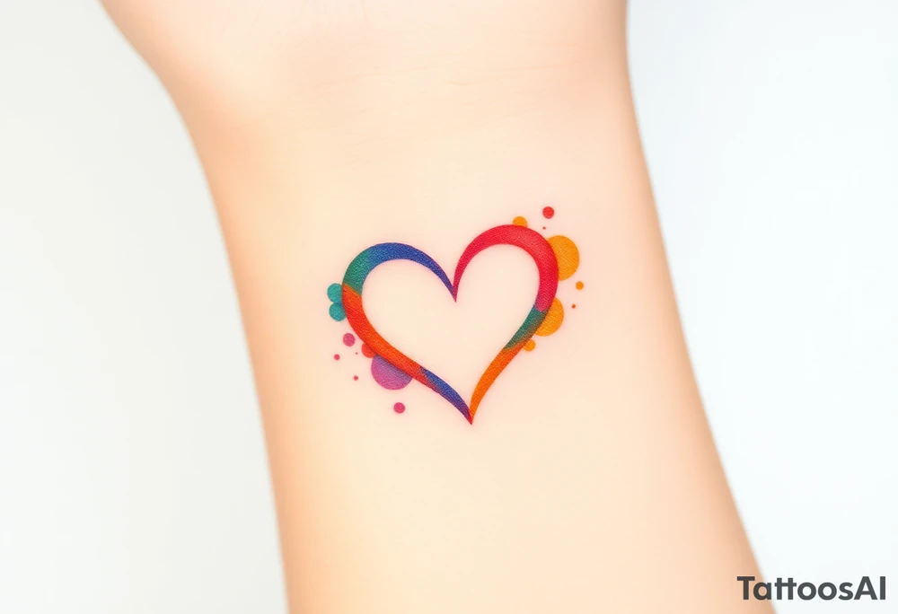 A watercolor infinity-heart with rainbow colors tattoo idea