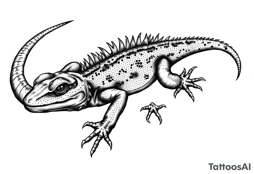 American Old school style black lizard tattoo idea