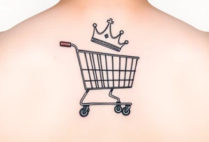 A small shopping cart with a princess crown 
On the side tattoo idea