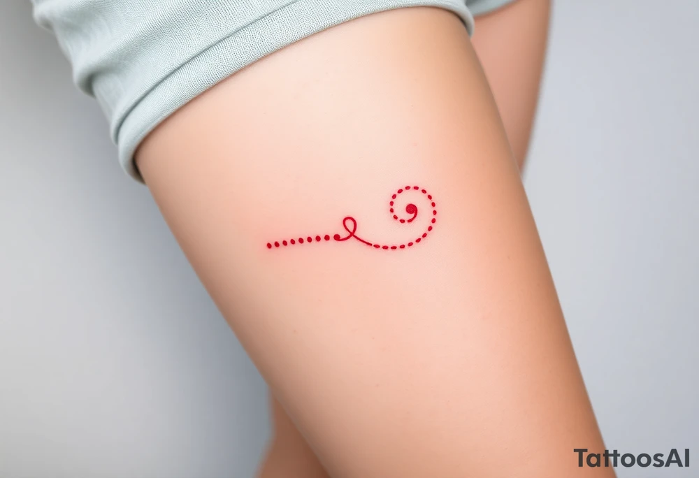 “-... .-. .- . .- .-.. ....... -.. .- .-- --- --- -.. .......”. tattooed on in the shape of a dainty swirl in red ink tattoo idea