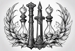 Dagger with hourglass inside tattoo idea