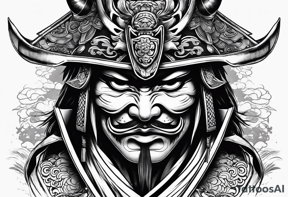 Japenese henya mask samurai tattoo idea