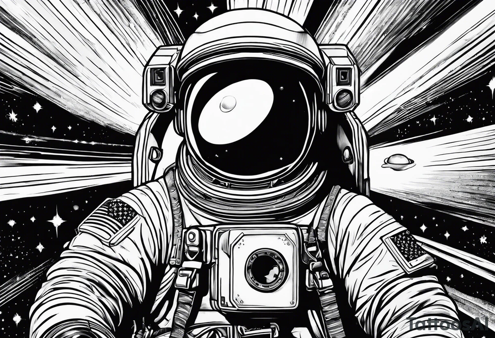A astronaut getting sucked into a black hole tattoo idea