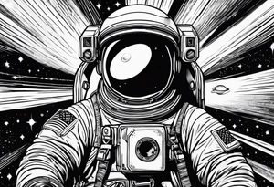 A astronaut getting sucked into a black hole tattoo idea