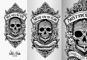 MÉS QUE UN CLUB text with christian theme tattoo idea