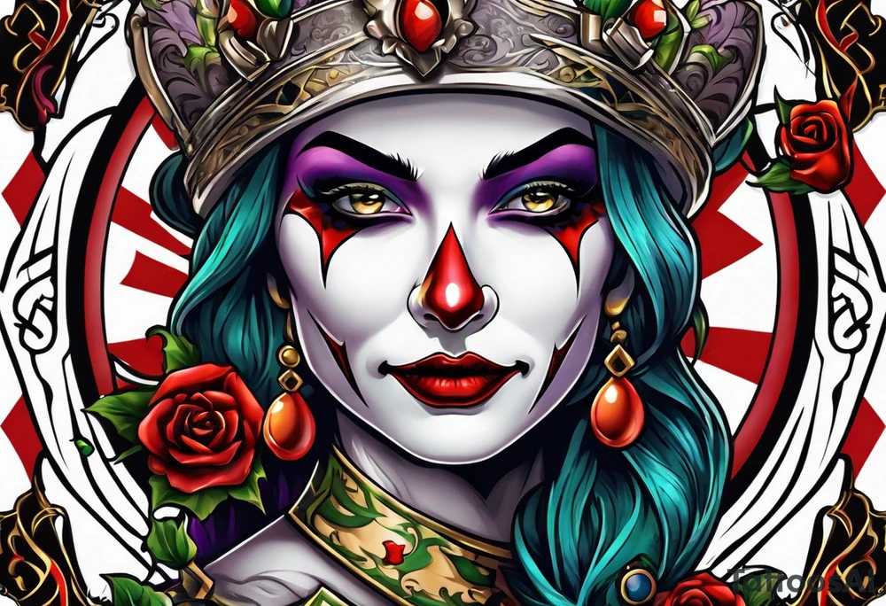 Joker
Jester 
Queen 
Playing cards tattoo idea