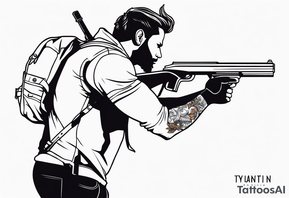 capricorn man with gun tattoo idea