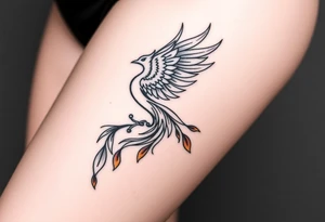 magnificent phoenix rising from golden flames with trailing embers tattoo idea