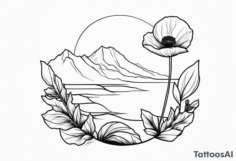Poppy growing on cliff tattoo idea