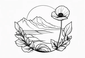 Poppy growing on cliff tattoo idea