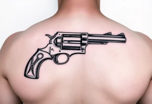 A revolver with a flat bottom but an inverted section after the trigger tattoo idea