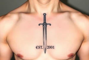 Russian sword with EST. 2001 below it tattoo idea