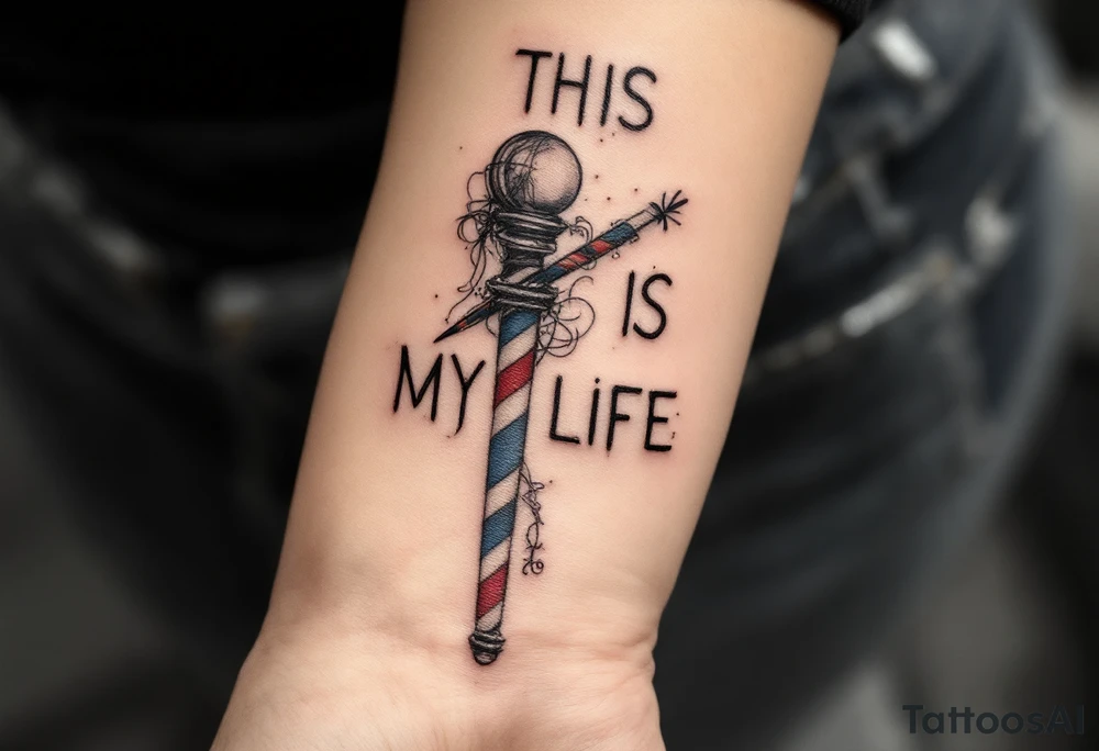 Barber pole 
           THIS IS MY LIFE tattoo idea