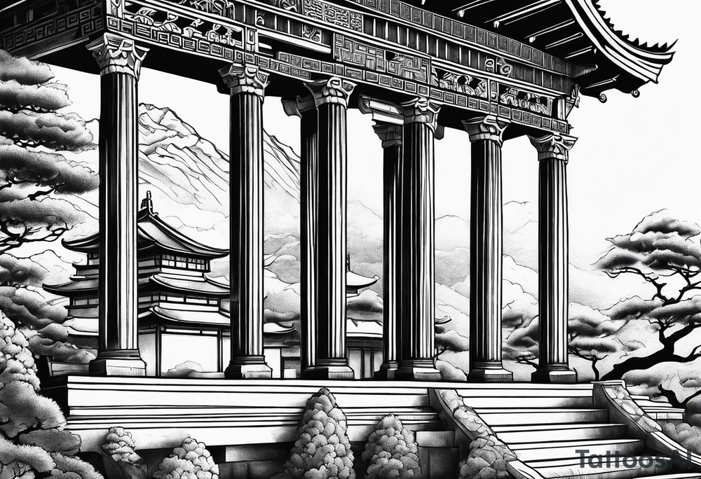 Roman temple tattoo idea