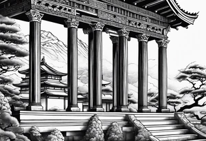 Roman temple tattoo idea