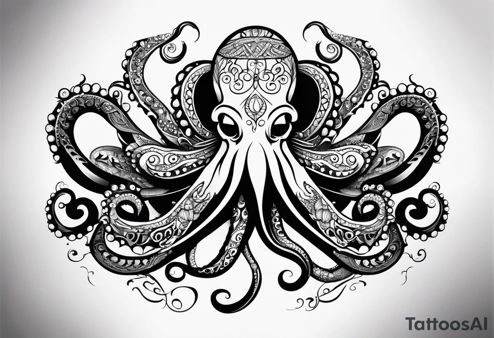Tribal half sleeve octopus tattoo idea