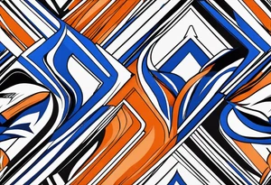 Blue and orange flame that has a half square thin line border. Make it as small as possible. The tattoo should be the size of a half dollar coin. tattoo idea