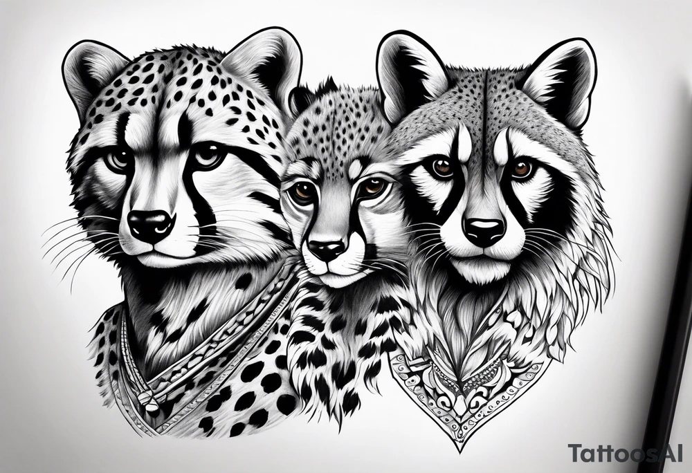 cheetah and raccoon tattoo idea