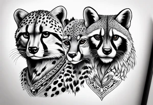 cheetah and raccoon tattoo idea