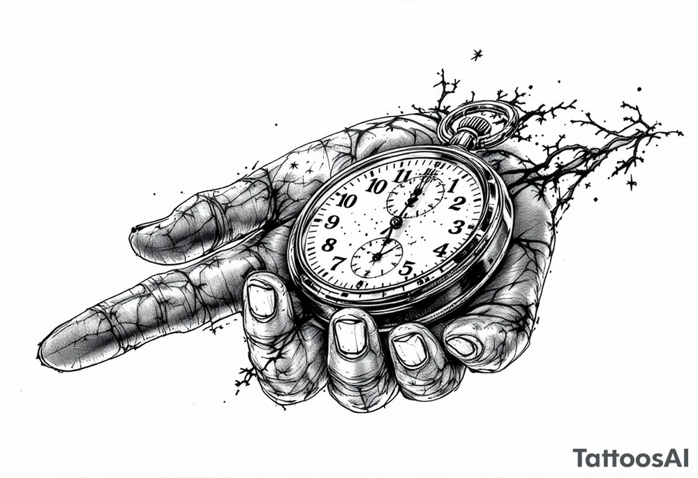 stop watch tattoo back of the palm pointing to 4:20 am tattoo idea