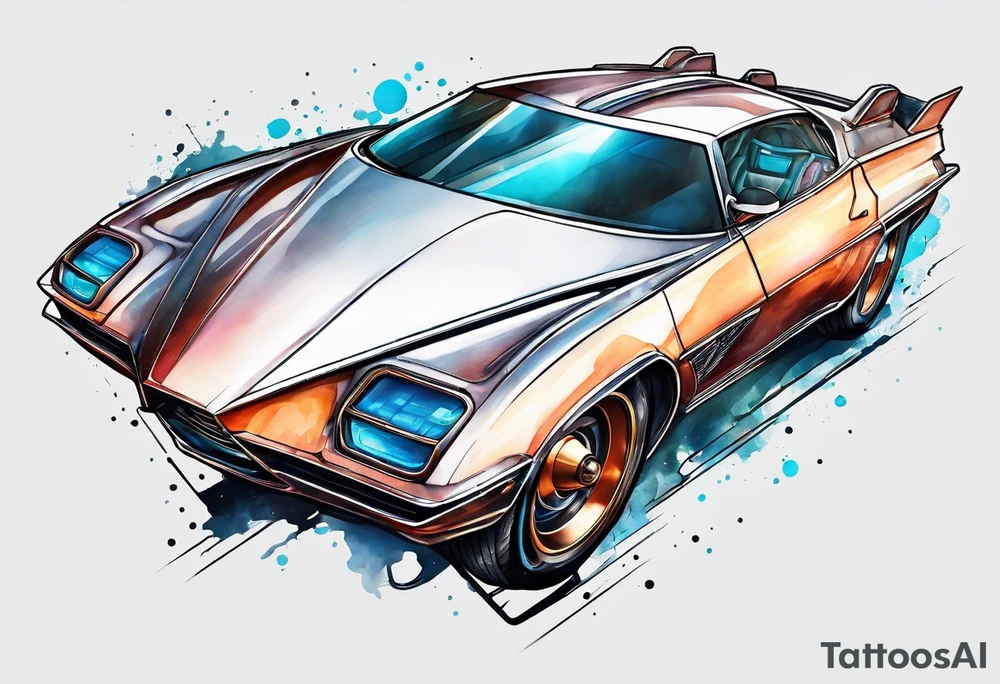 futuristic time machine flying car tattoo idea