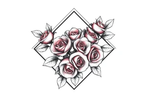 Small Roses filing up the inside of an elongated diamond shape tattoo idea