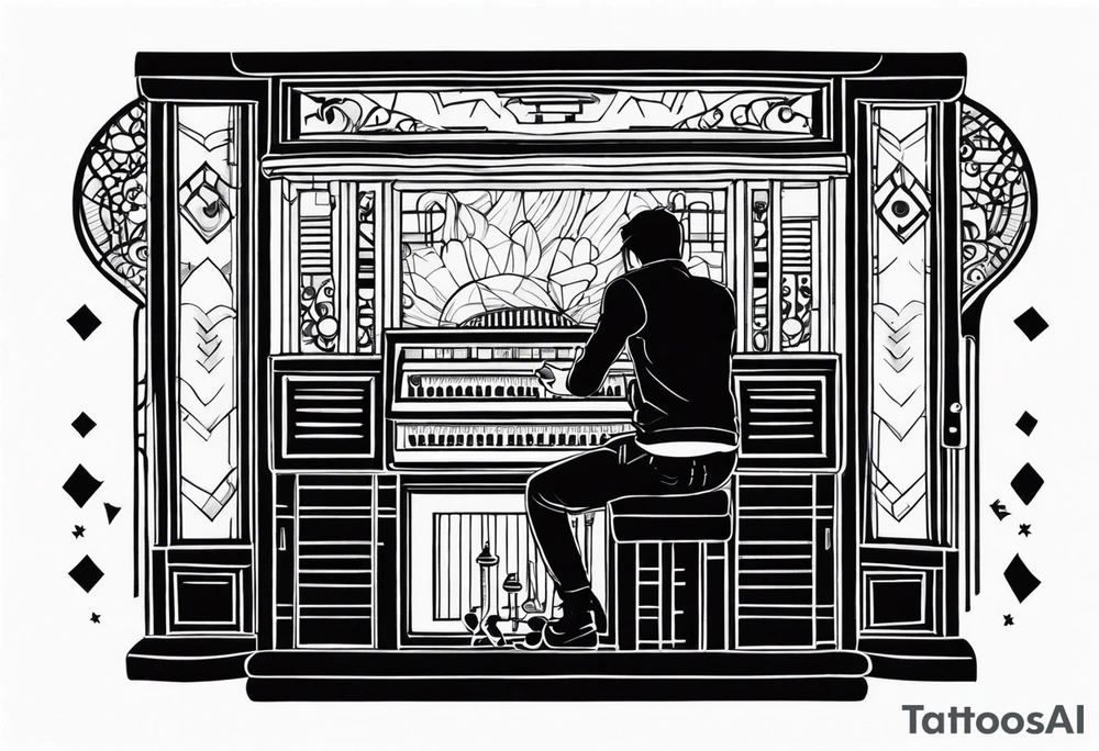 man playing music jukebox tattoo idea