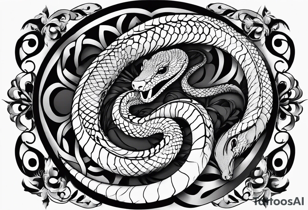 i would like a black tattoo design with a rattlesnake in a figure 8 tattoo idea