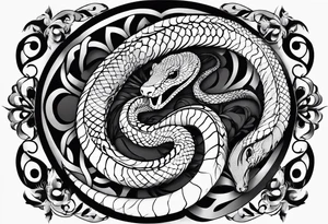 i would like a black tattoo design with a rattlesnake in a figure 8 tattoo idea
