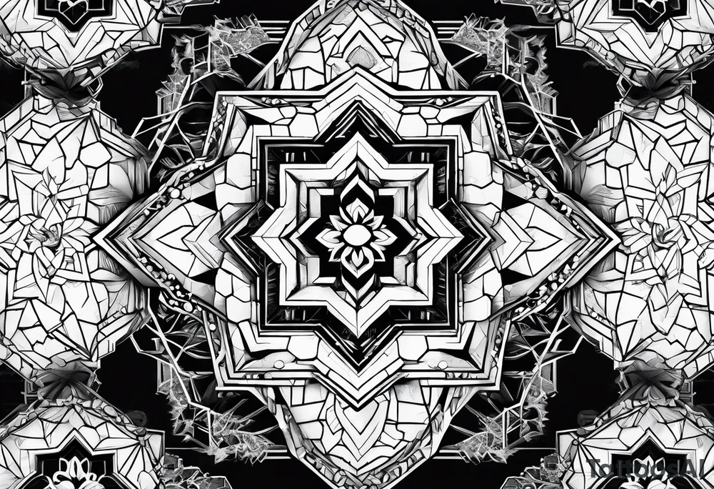 Hexagon linked ice crystal cloud tattoo idea
