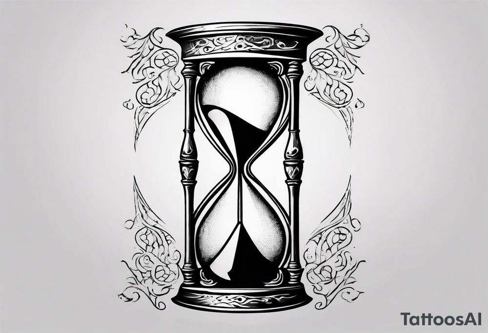 an hourglass with filagree tattoo idea