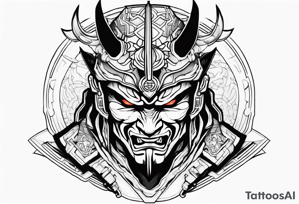 Cyber oni samurai tattoo idea