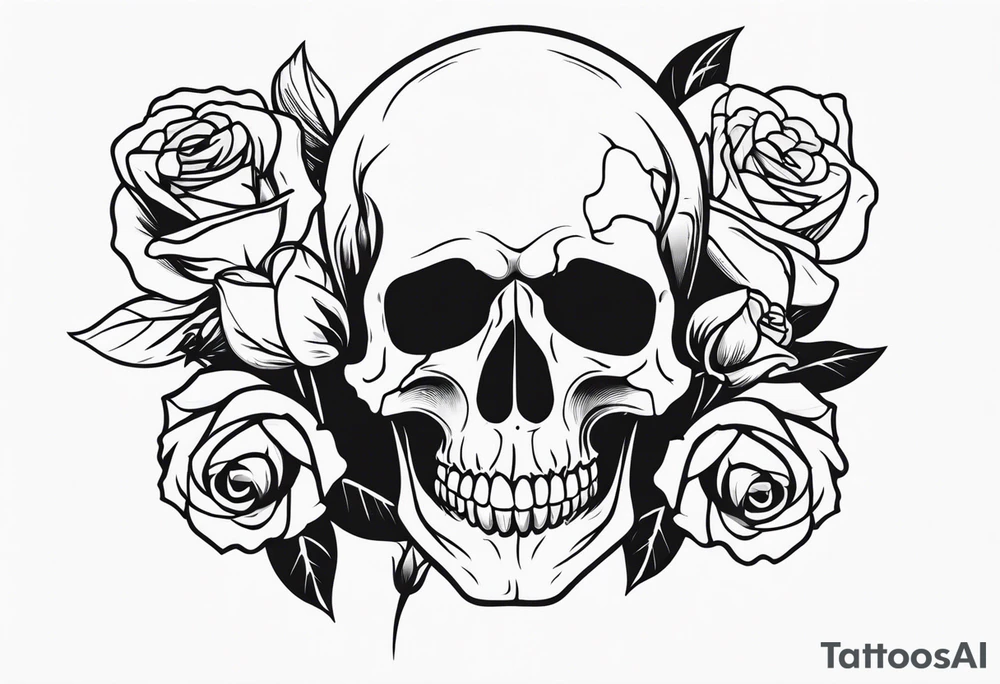 skull and roses tattoo idea