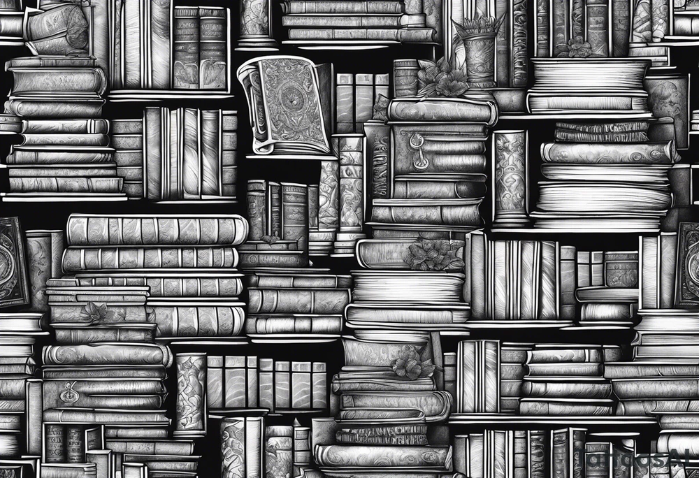 A stack of fantasy books tattoo idea