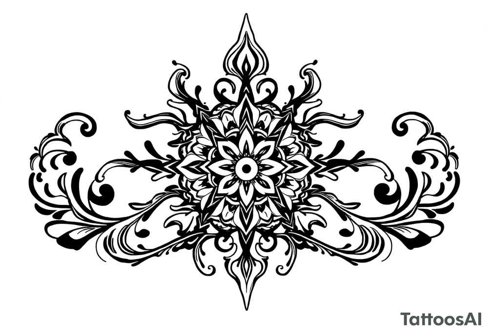 mytical shaman and mytolog style ornament with ancient rhyme tattoo idea