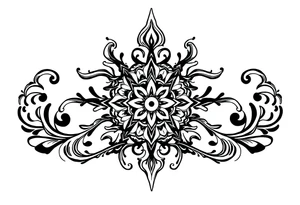 mytical shaman and mytolog style ornament with ancient rhyme tattoo idea
