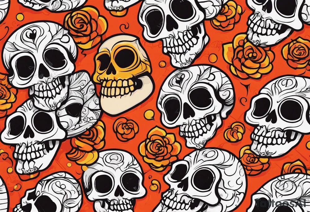 Gothic skull that is red and orange tattoo idea