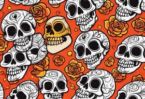 Gothic skull that is red and orange tattoo idea