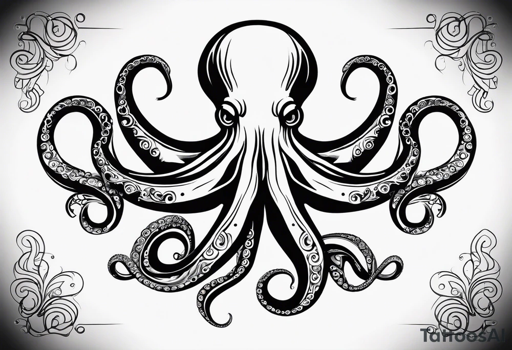 A simple, stylized outline of an octopus. This design is sleek and modern, suitable for a smaller tattoo or a subtle placement. tattoo idea