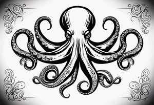 A simple, stylized outline of an octopus. This design is sleek and modern, suitable for a smaller tattoo or a subtle placement. tattoo idea