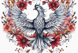 Constellation, animal phoenix , snow , géométric , flower tattoo idea