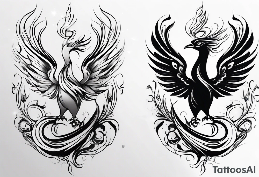 Rebirth symbol and knot and a phoenix. Simple but abstract tattoo idea
