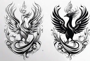 Rebirth symbol and knot and a phoenix. Simple but abstract tattoo idea