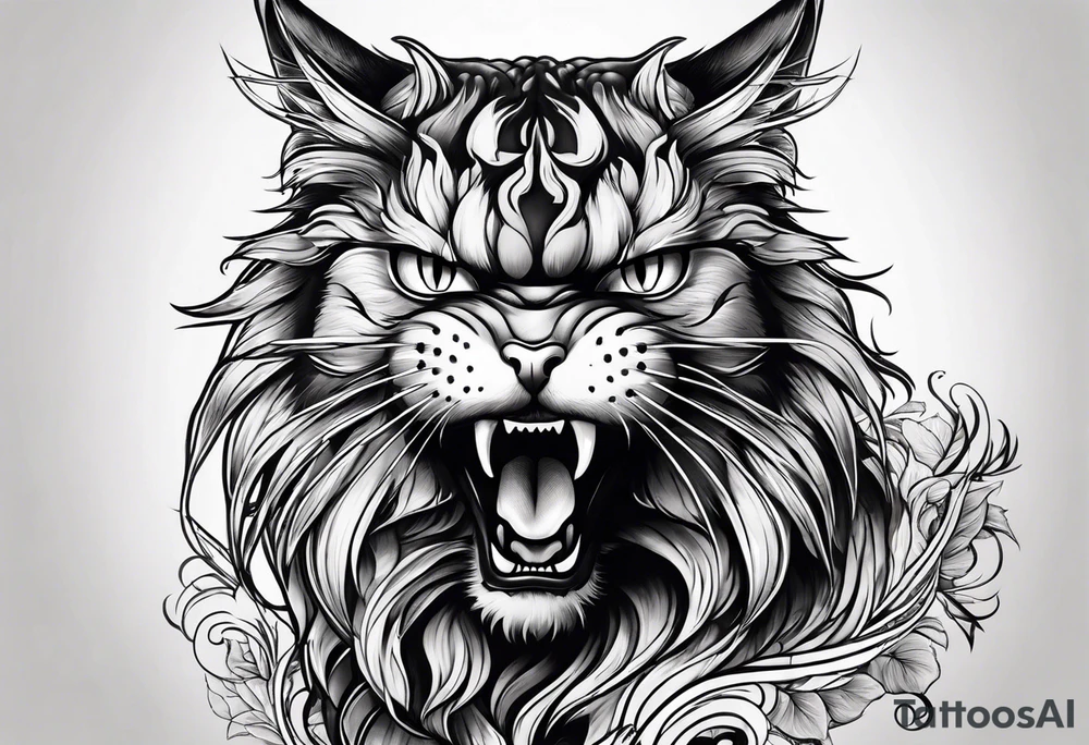 angry cat tattoo idea